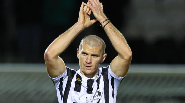 St Mirren's Alex Gogic applauds fans at full-time