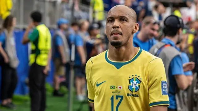 Fabinho of Brazil looks on