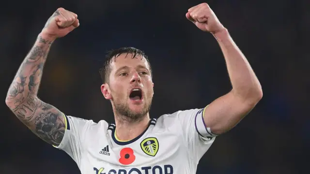 Liam Cooper playing for Leeds United