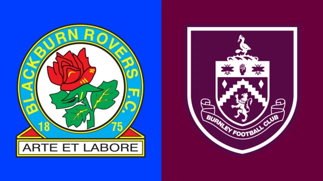 Side by side of Blackburn Rovers and Burnley club crests