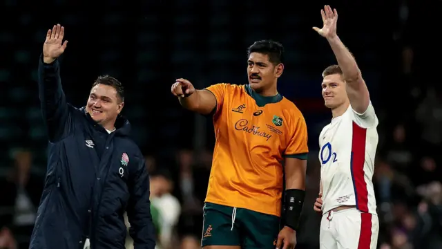 WIll Skelton, Jamie George and Owen Farrell