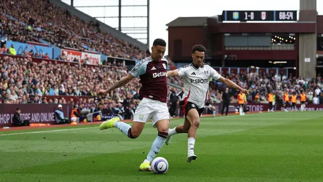 Morgan Rogers playing for Aston Villa