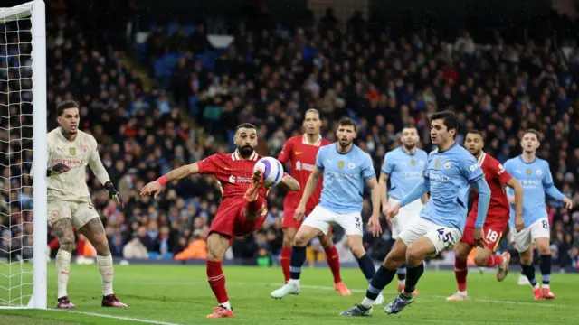 Mohamed Salah controls the ball