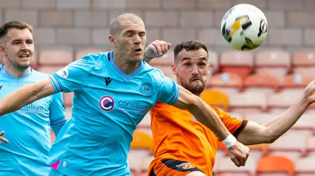 St Mirren's Alex Gogic and Dundee United's Vicko Sevelj