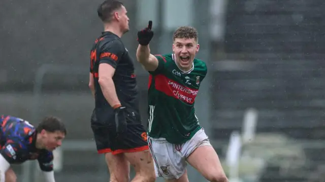 Cian McHale celebrates scoring Mayo's second goal