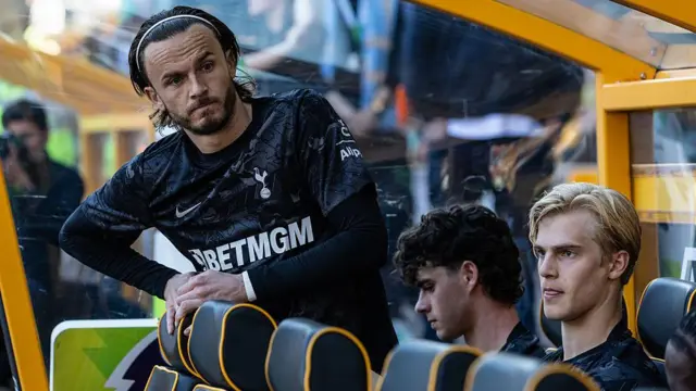 James Maddison on the Tottenham bench