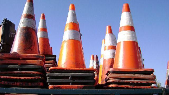 Traffic cones stacked up