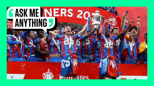 Ask Me Anything blurb with picture of Crystal Palace celebrating their 2025 FA Cup win