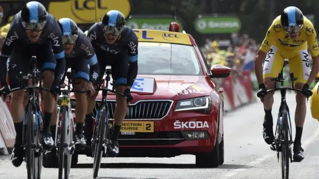 Team Sky finish the team time trial