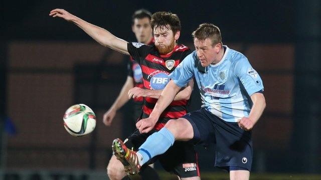 Action from Ballymena United against Coleraine