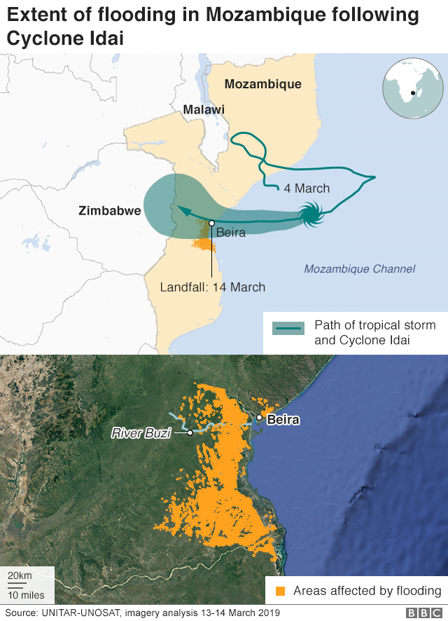 Graphic showing path of the cyclone