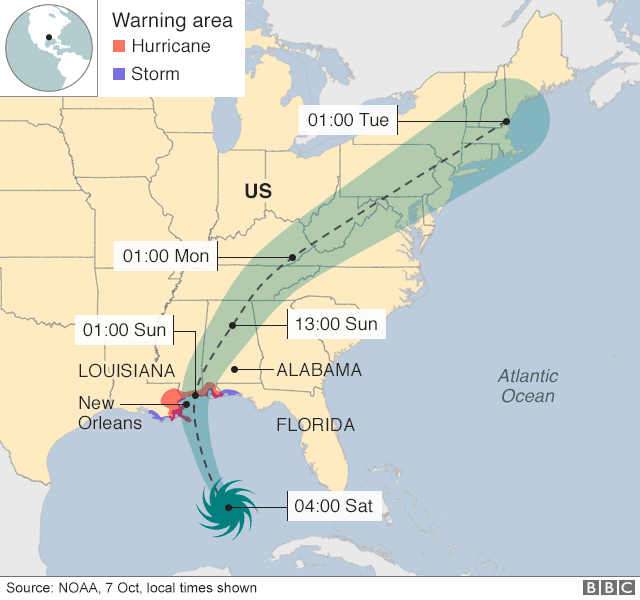 Storm Nate as it heads towards the US, 7 October 2017