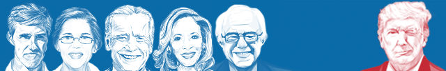 Illustration showing some of the leading Democratic candidates