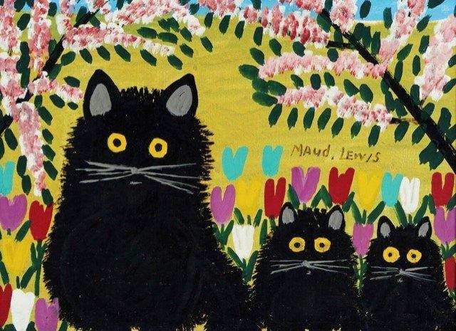 Three Black Cats gan Maud Lewis