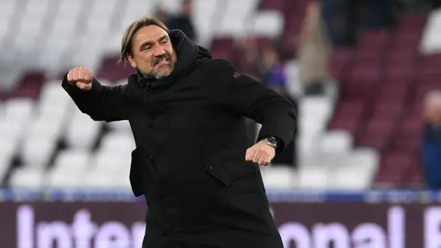 Daniel Farke, manager of Leeds United, celebrates
