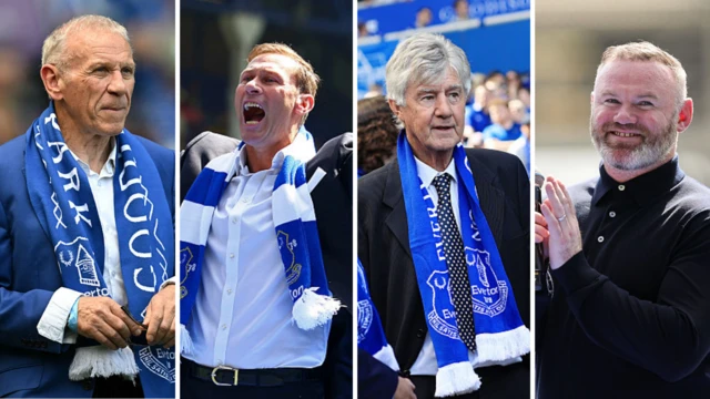 Peter Reid, Duncan Ferguson, Brian Kidd and Wayne Rooney