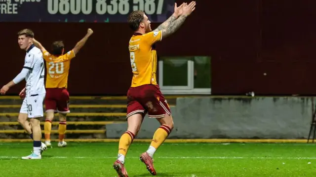 Motherwell's Callum Slattery celebrates