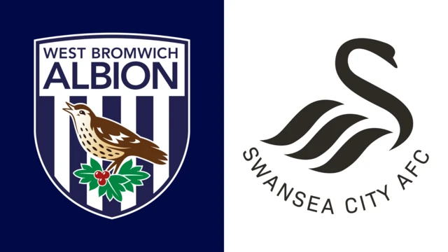 Side-by-side of West Bromwich Albion and Swansea City club badges