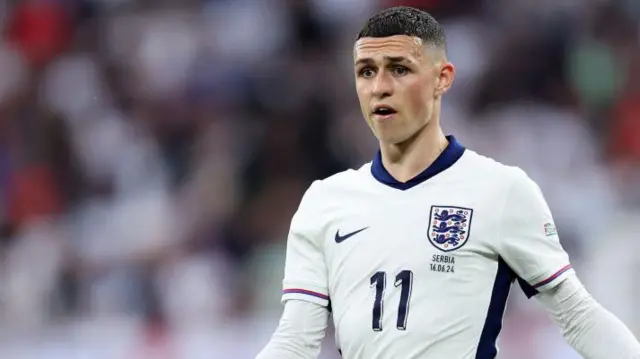 Phil Foden reacts during England match