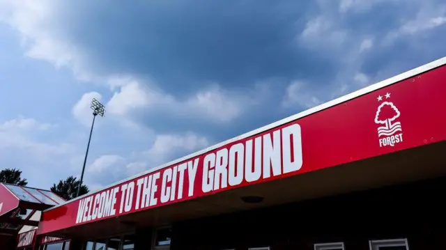 General view of City Ground sign