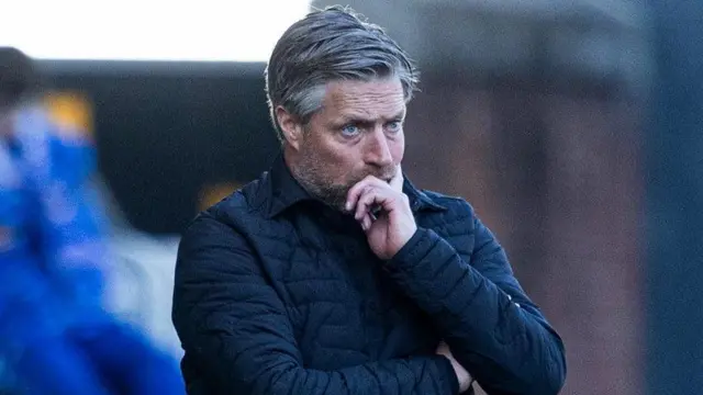 Motherwell Manager Michael Wimmer looks dejected during a William Hill Premiership match between Kilmarnock and Motherwell at the BBSP Stadium Rugby Park