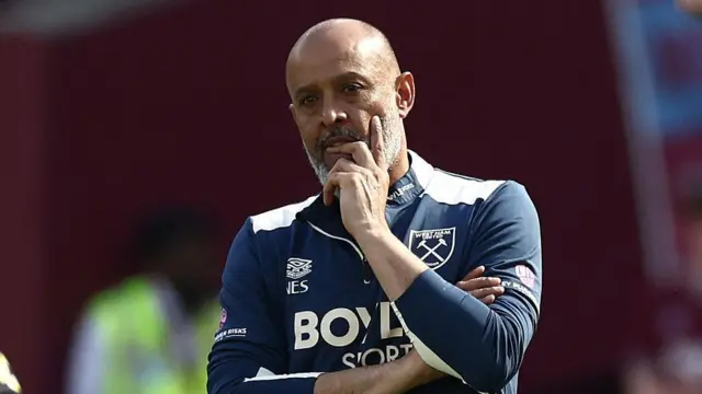 West Ham United's Nuno Espirito Santo looks on during the Premier League match between West Ham United and Leeds United.