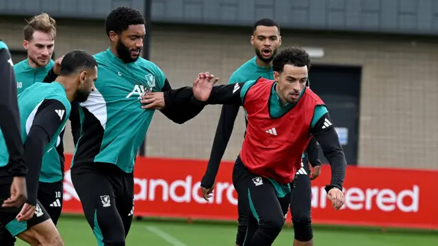 Curtis Jones and Joe Gomez during Liverpool training
