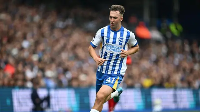 Jack Hinshelwood of Brighton & Hove Albion F.C. controls the ball during the Premier League match between Brighton & Hove Albion FC and Nottingham Forest FC at Amex Stadium 