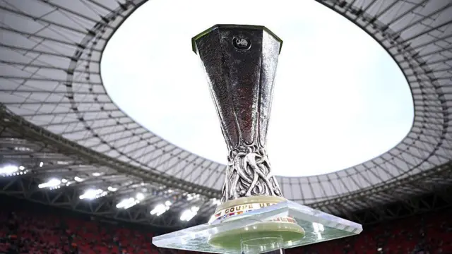 General view of the Europa League trophy