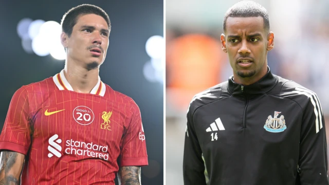 Split image of Darwin Nunez and Alexander Isak