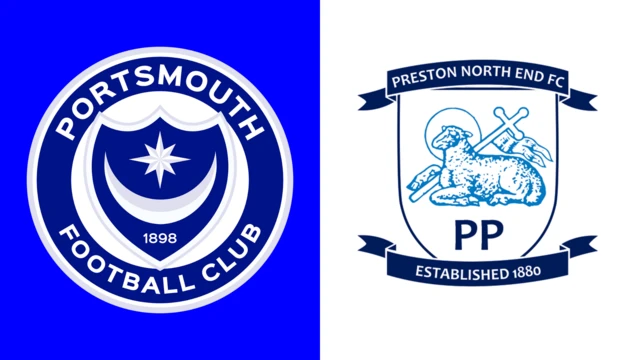 Side-by-side of Portsmouth and Preston North End club badges