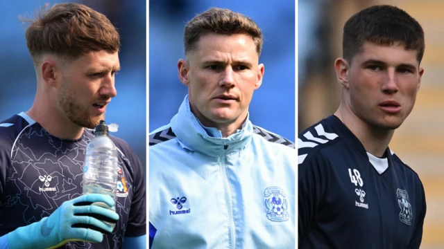 Coventry goalkeepers Brad Collins, Ben Wilson and Luke Bell