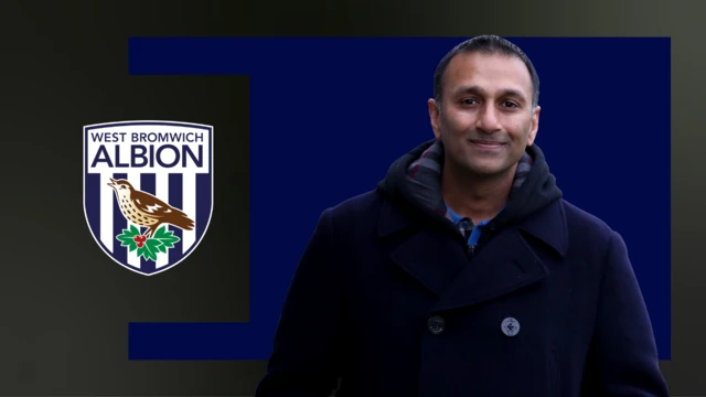 A photo of Shilen Patel alongside West Bromwich Albion's club badge