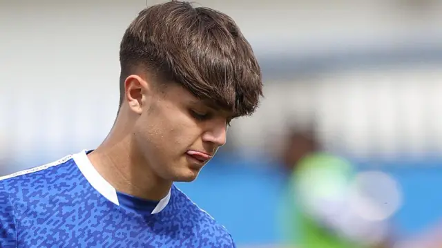 Cardiff City youngster Rob Tankiewicz pictured warming up ahead of the club's fixture against Mansfield last season.
