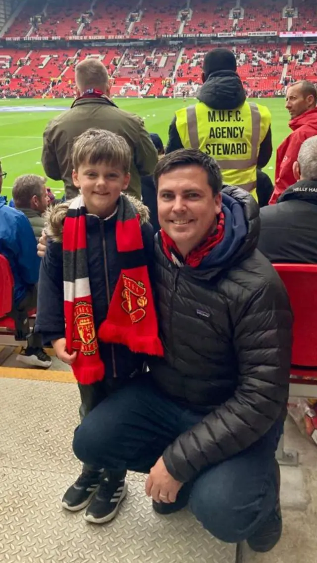 Steve at Old Trafford with his son