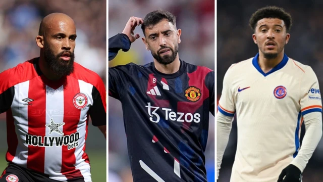 Bryan Mbeumo, Bruno Fernandes and Jadon Sancho