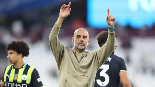 Manchester City manager Pep Guardiola at the end of the match