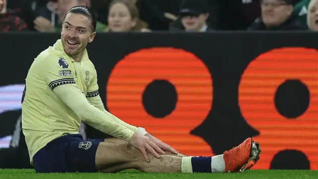 Jack Grealish reacts after being fouled