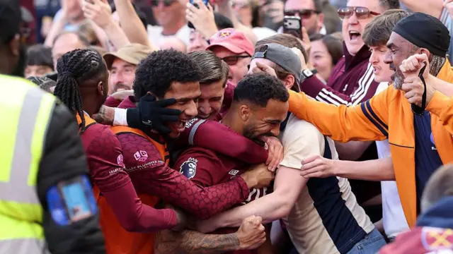 Callum Wilson of West Ham United celebrates.