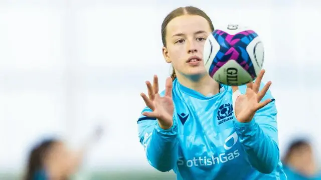 Emily Coubrough during a Scotland Women's Rugby training session at the Oriam, on April 03, 2026, in Edinburgh, Scotland. 