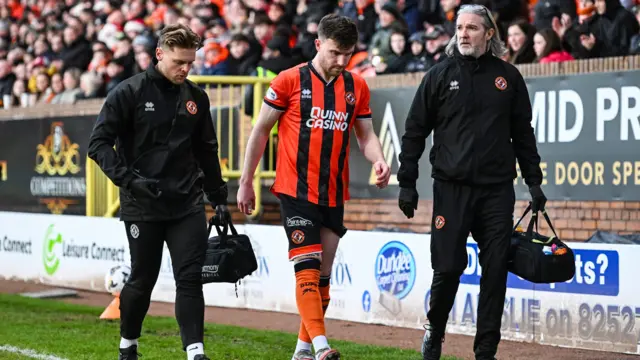 Ryan Strain heads off pitch against Hibs