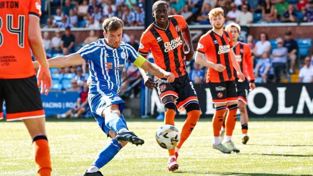 Brad Lyons scored the winning goal for Kilmarnock against Dundee United