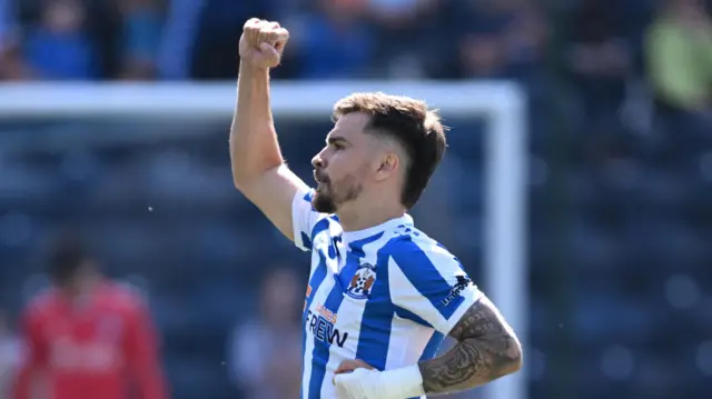 Danny Armstrong celebrates
