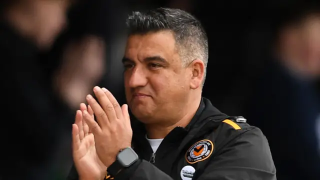 Newport County head coach Nelson Jardim applauds