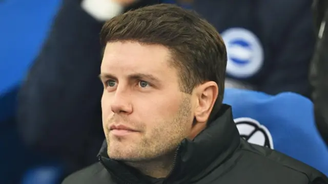 Brighton & Hove Albion manager Fabian Hurzeler looks on during his side's match against Tottenham Hotspur