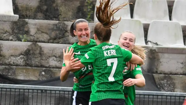 Glentoran celebrate a goal