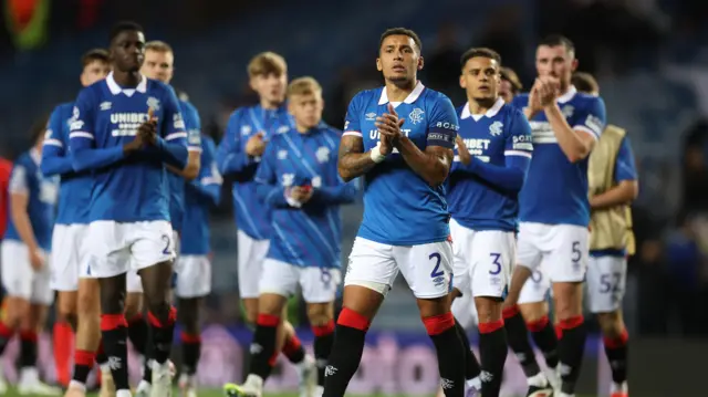 Rangers players after their defeat by Club Brugge