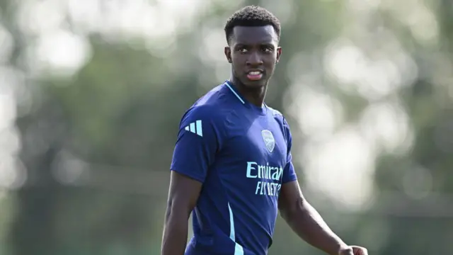 Eddie Nketiah in pre-season training for Arsenal