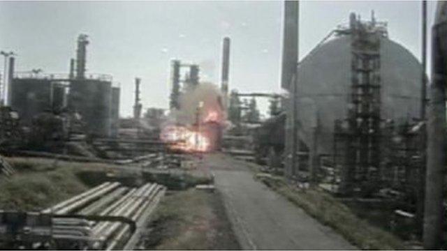 The moment of the blast which claimed four workers' lives