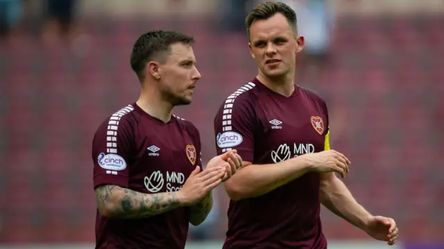 Hearts' Barrie McKay and Lawrence Shankland